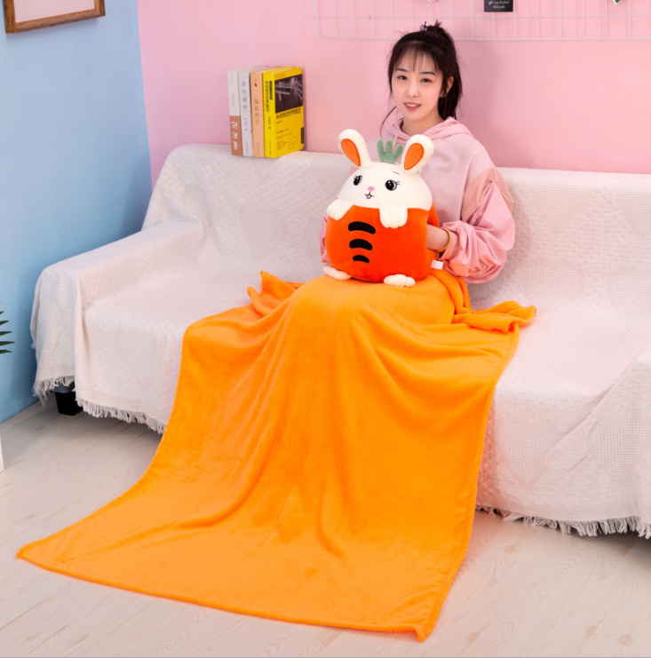 Bộ Chăn gối Văn Phòng 3in1 - Gối Mền Tựa Lưng Hình Hoa Quả, Cú Mèo, Totoro Dễ Thương - Giao ngẫu nhiên