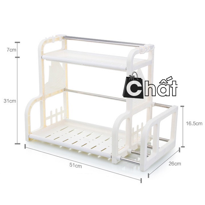 Kệ để lọ gia vị chữ H có khay để thớt