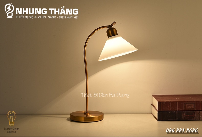 Đèn Bàn Học Đọc Sách, Làm Việc DB-3080 - Khung Kim Loại,Chao Thủy Tinh - Kiểu Dáng Sang Trọng