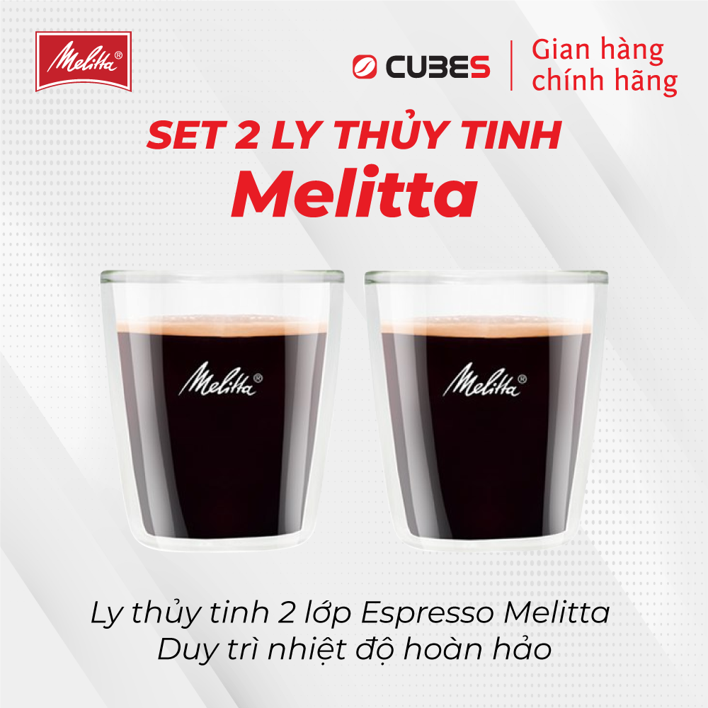 Set 2 ly espresso thủy tinh Melitta 2 lớp 80ml - Nhập khẩu từ Đức