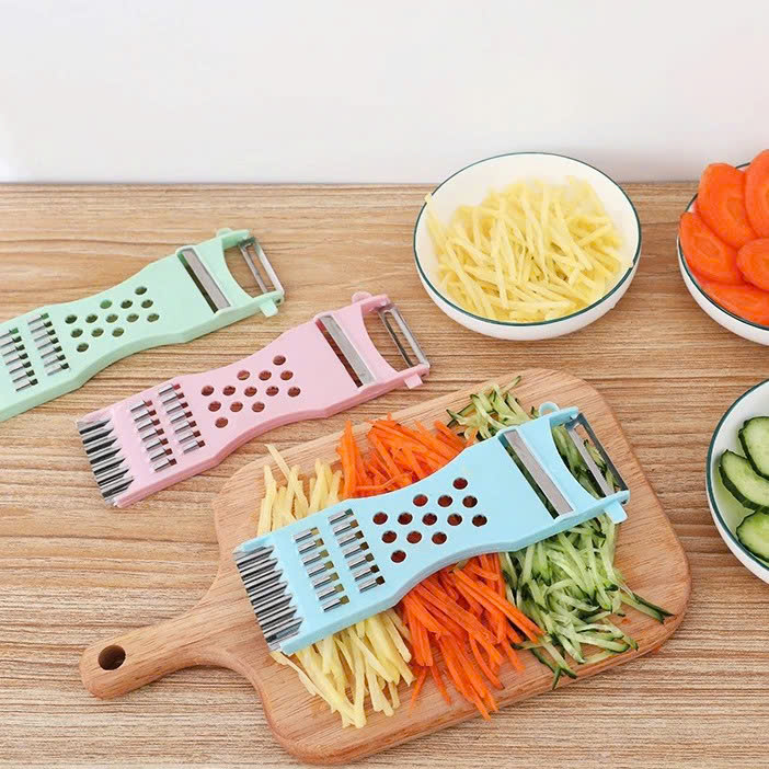 Nạo Rau Củ Quả Đa Năng 5in1 Loại Vỉ Xịn Loại 1, Lưỡi Răng Cưa Cán Nhựa Dùng Gọt Vỏ, Tạo Hình Rau Củ 3002 - HÀNG CHÍNH HÃNG MINIIN