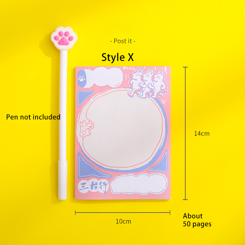 Sticky Notes/ Stationery / Paper, Korean cute girl cartoon notes for students, size 14 * 10 cm, 50 pages, Ready stock 【lyfs