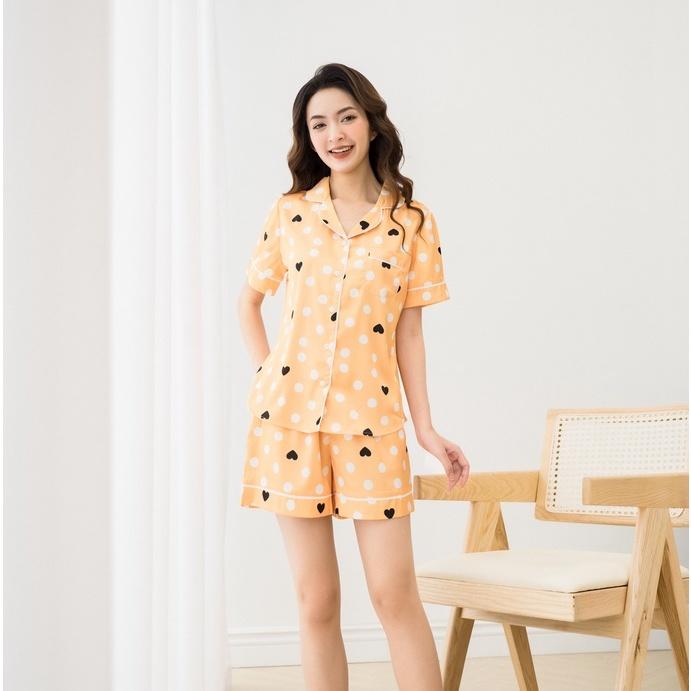 Bộ Pijama Đùi Nữ Mặc Nhà Chất Liệu Lụa Luxury Cao Cấp Họa Tiết Sang Đẹp Mát Mềm