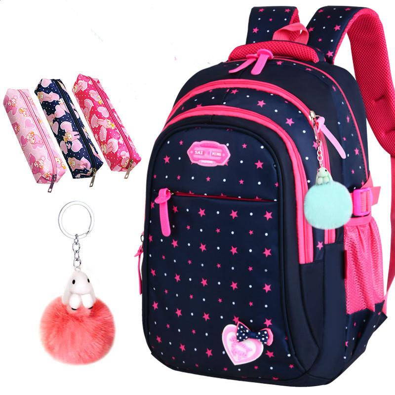Cô Gái Dễ Thương Trường Túi Trẻ Em Sơ Cấp Ba Lô Ngôi Sao In Hình Công Chúa Schoolbag Dễ Thương Nơ Trẻ Em Bookbags Mochila Escolar