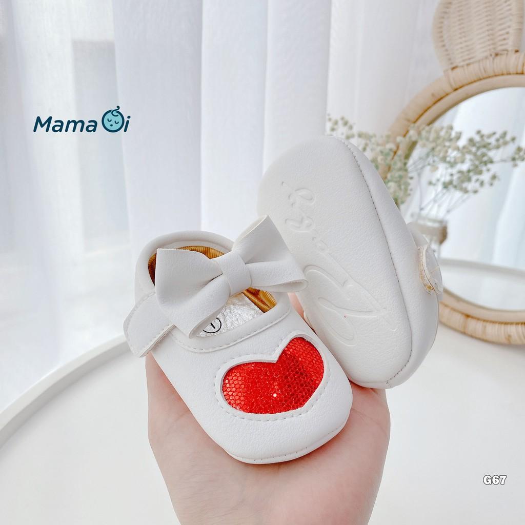 Giày búp bê cho bé tập đi chất da màu trắng hình trái tim mềm mại của Mama Ơi - Thời trang cho bé