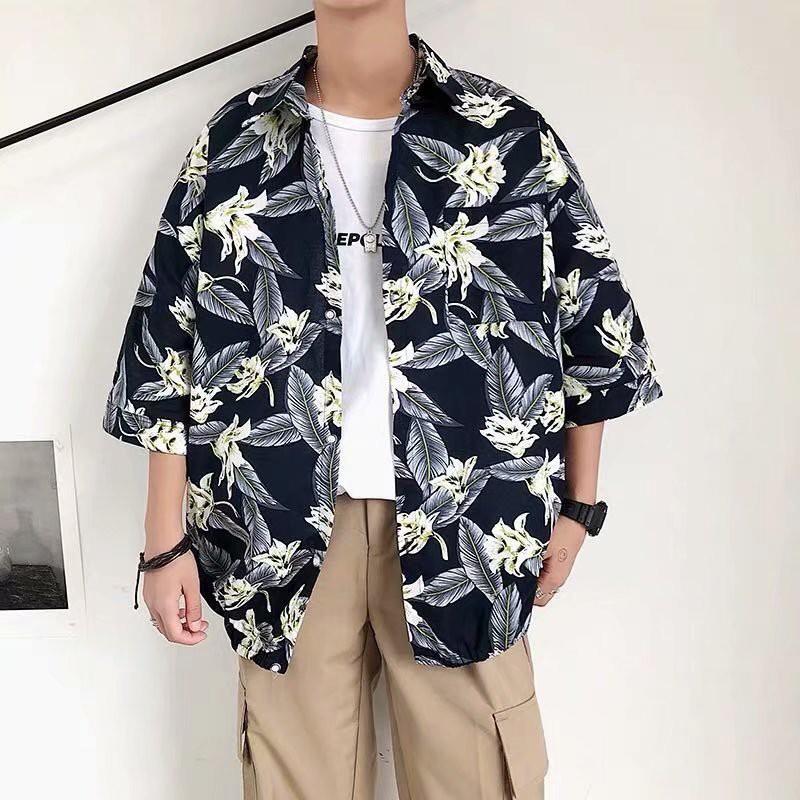 Áo sơ mi tay ngắn in hình hoa thời trang cá tính dành cho nam