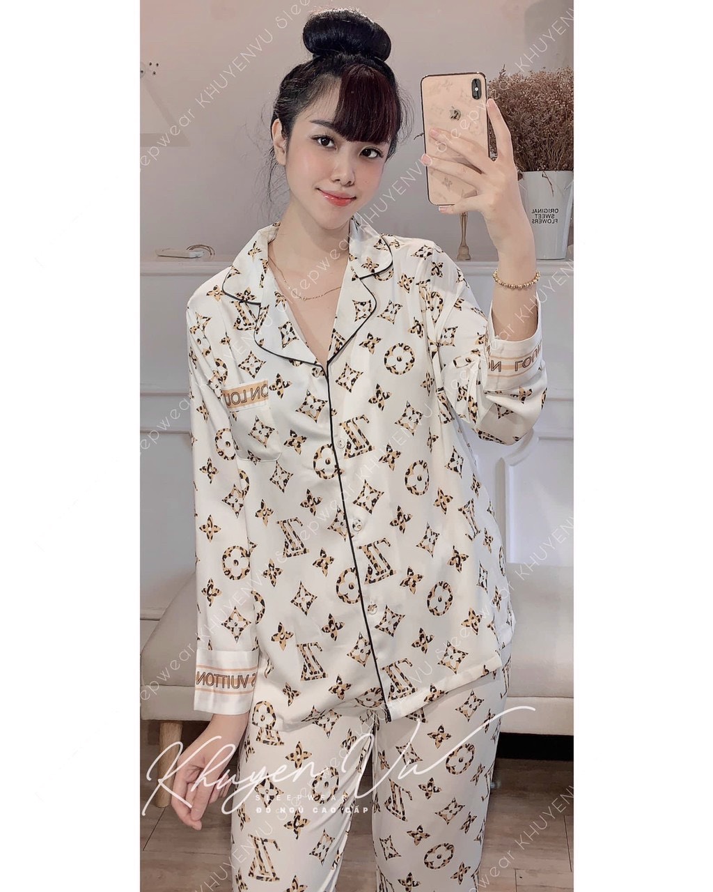 Đồ Bộ Ngủ Pijama Mặc Nhà Tay Dài Quần Dài Hàng Thiết Kế Chất Liệu Lụa Cao Cấp