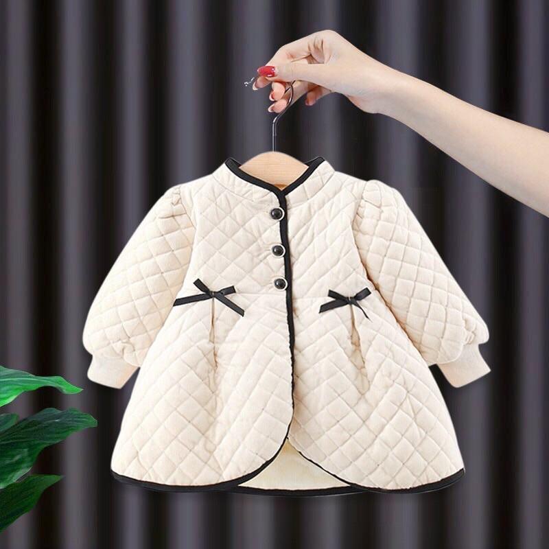 Áo khoác nhung tiểu thư lót nỉ bé gái