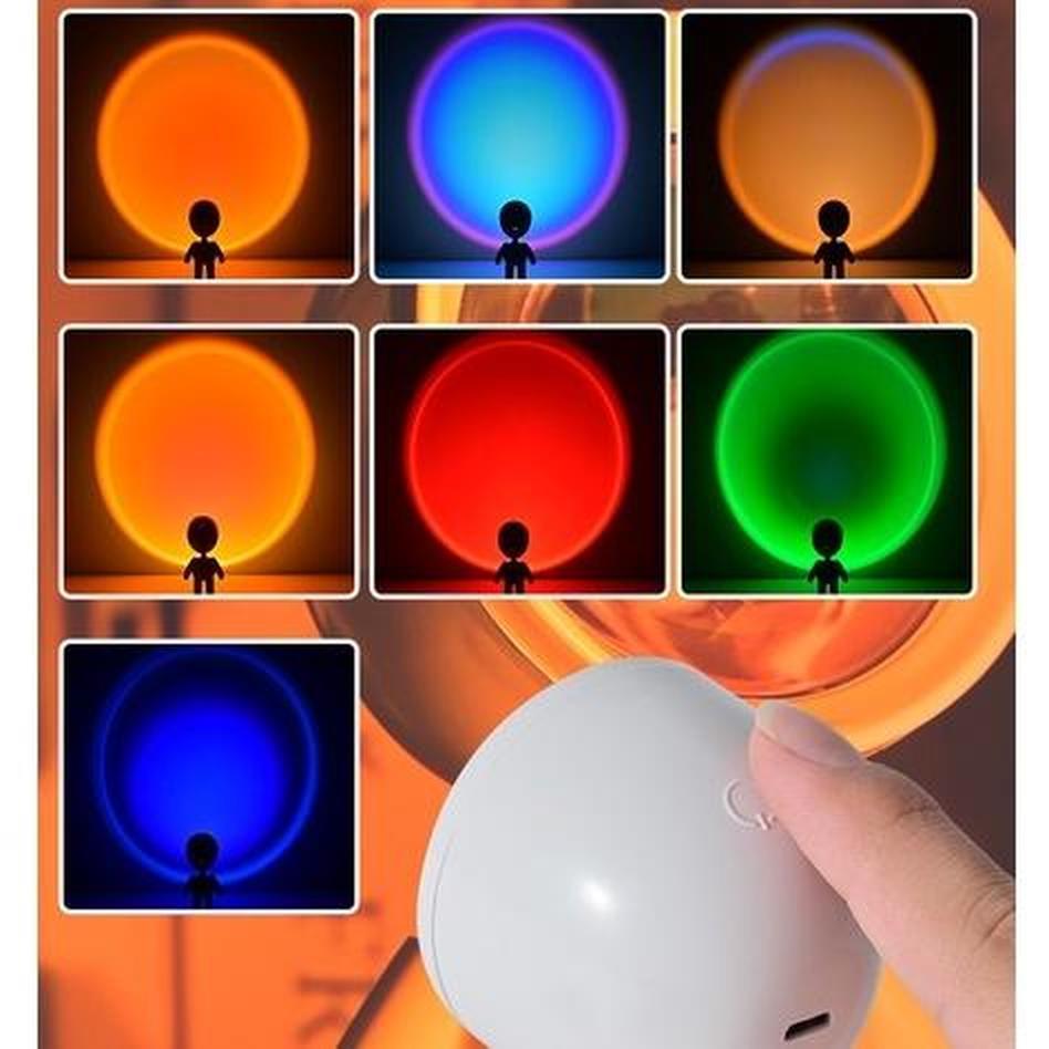 Đèn Ngủ Hình Robot Chiếu Hoàng Hôn 7 Màu RGB Độc Đáo