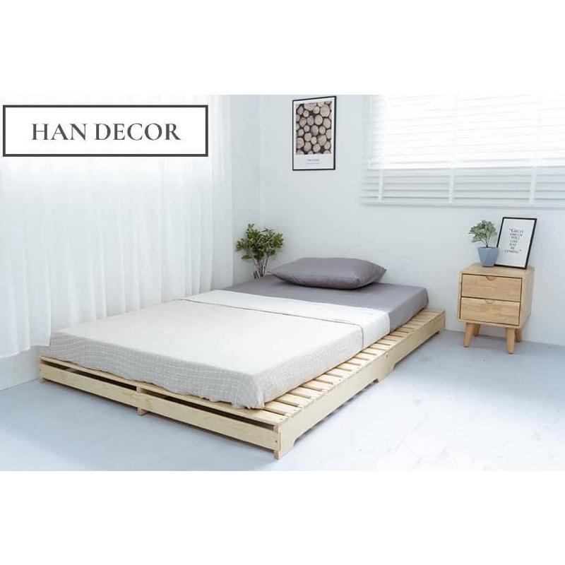 GƯỜNG PALLET GỖ THÔNG CHÂN CAO DECOR NHÀ CỬA TIỆN NGHI