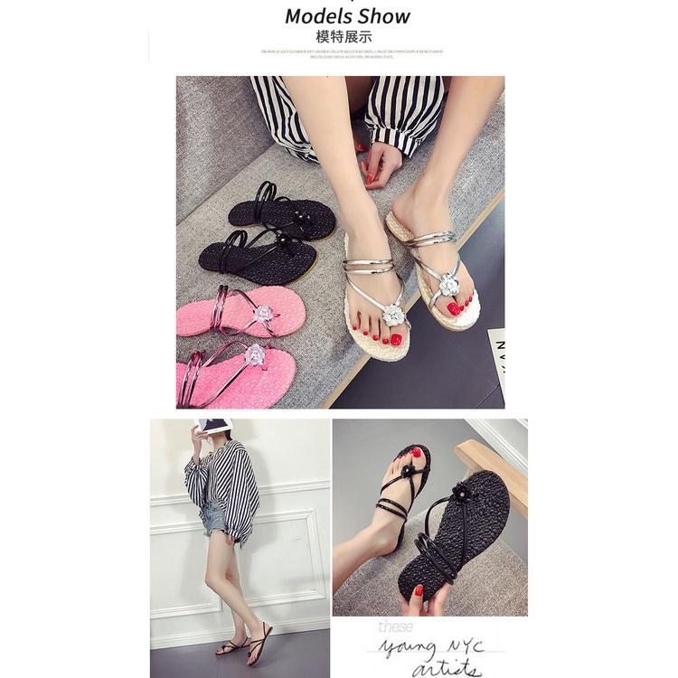 Internet celebrity ins sandals summer anti-skid massage clip women's flip-flops wearing student Korean flat sandals