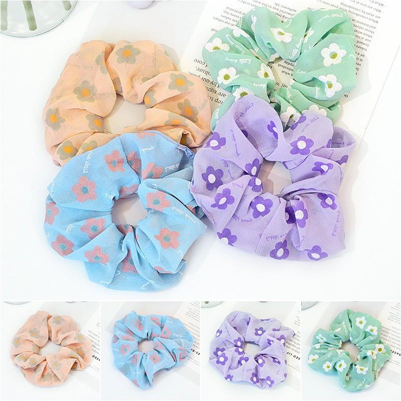 Dây chun buộc tóc vải scrunchies họa tiết hoa phong cách Nhật Hàn cực đẹp SC04