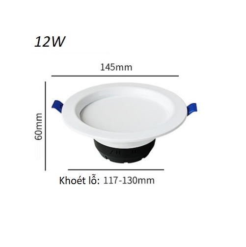 Đèn Âm Trần Downlight 12W, Đèn Phòng Ngủ, Đèn Trần, A12 Hàng Chính Hãng