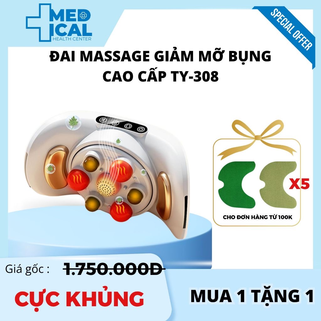 Máy Massage Bụng tan Mỡ, Đai Massage Đánh Tan Mỡ Bụng Cao Cấp Có Đèn Hồng Ngoại Tích Hợp Đá Nóng Hymalaya Giúp tan mỡ bụng
