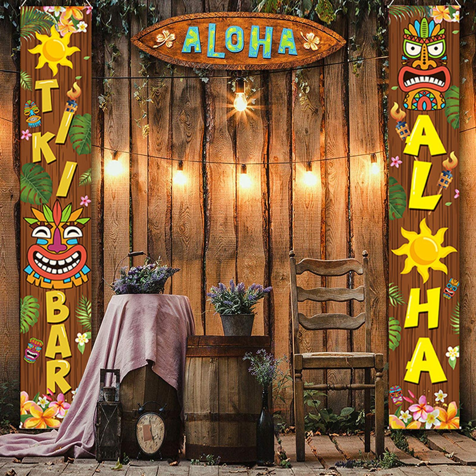 Door Banner Sign Decorative Door Flags Porch Sign for Hawaiian Home Carnival