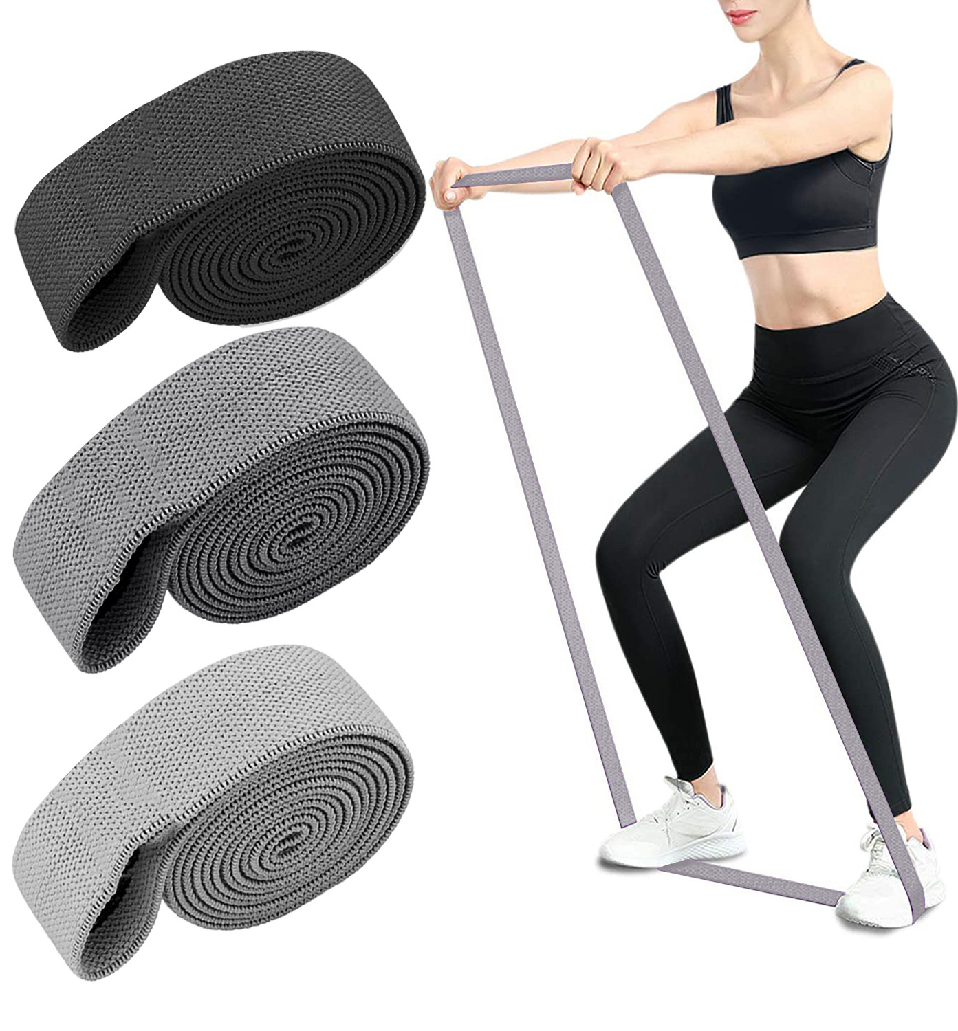 Bộ 3 Dây Kháng Lực Loại Dài 200x3 cm Chuyên Dụng Tập Gym Yoga , tập Mông Đùi , Bắp Chân Cleacco BORO SPORT