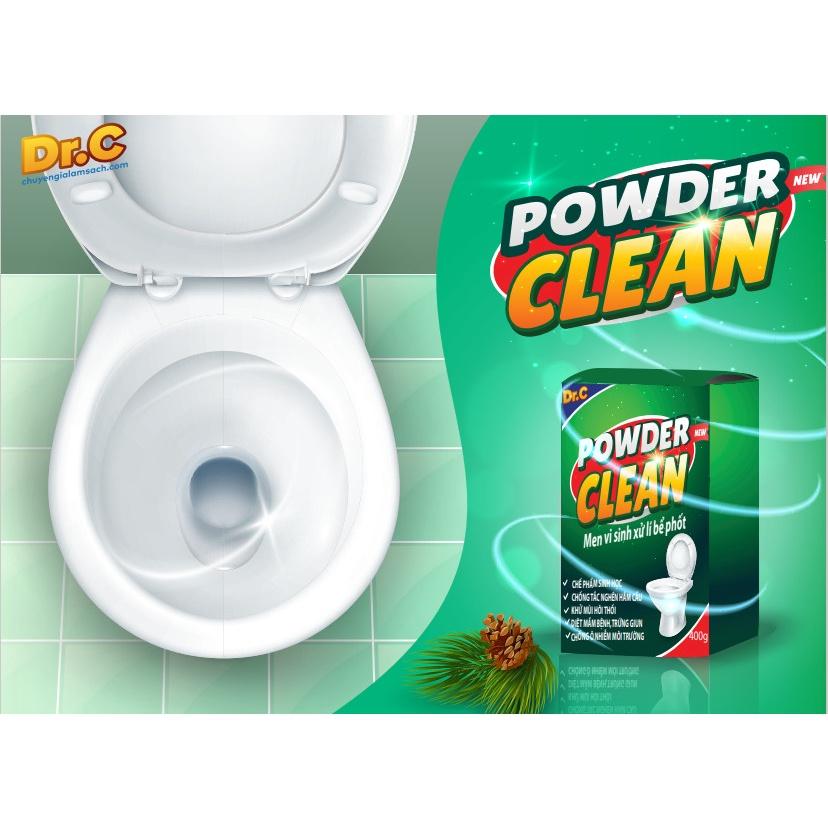 Men vi sinh xử lý bể phốt powder clean chính hãng Dr.C, chống tắc nghẽn hầm cầu, khử mùi hôi toilet, diệt khuẩn nấm mốc,