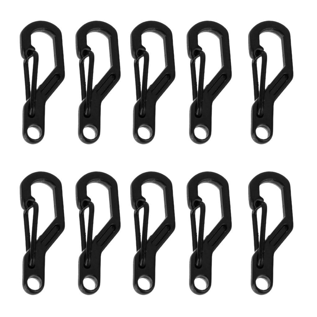 Pack of 10 Camping Hanging Buckle Snap Spring Clip Hook D Ring Carabiner Keychain Key Chain Black