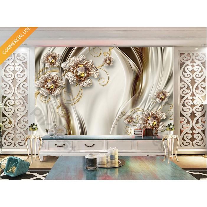 Tranh dán tường Hoa trang sức may mắn, Tranh dán tường 3d hiện đại MS773941