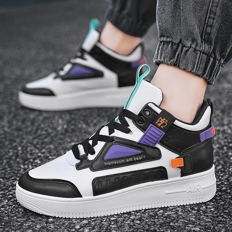 Mới Giày Nam Giày Nam Vulcanize Giày Nhẹ Mùa Xuân/Mùa Thu Nhà Thiết Kế Nam Buộc Dây Thoáng Khí Màu Sắc Phối Đế Bằng Color: 1 Shoe Size: 44