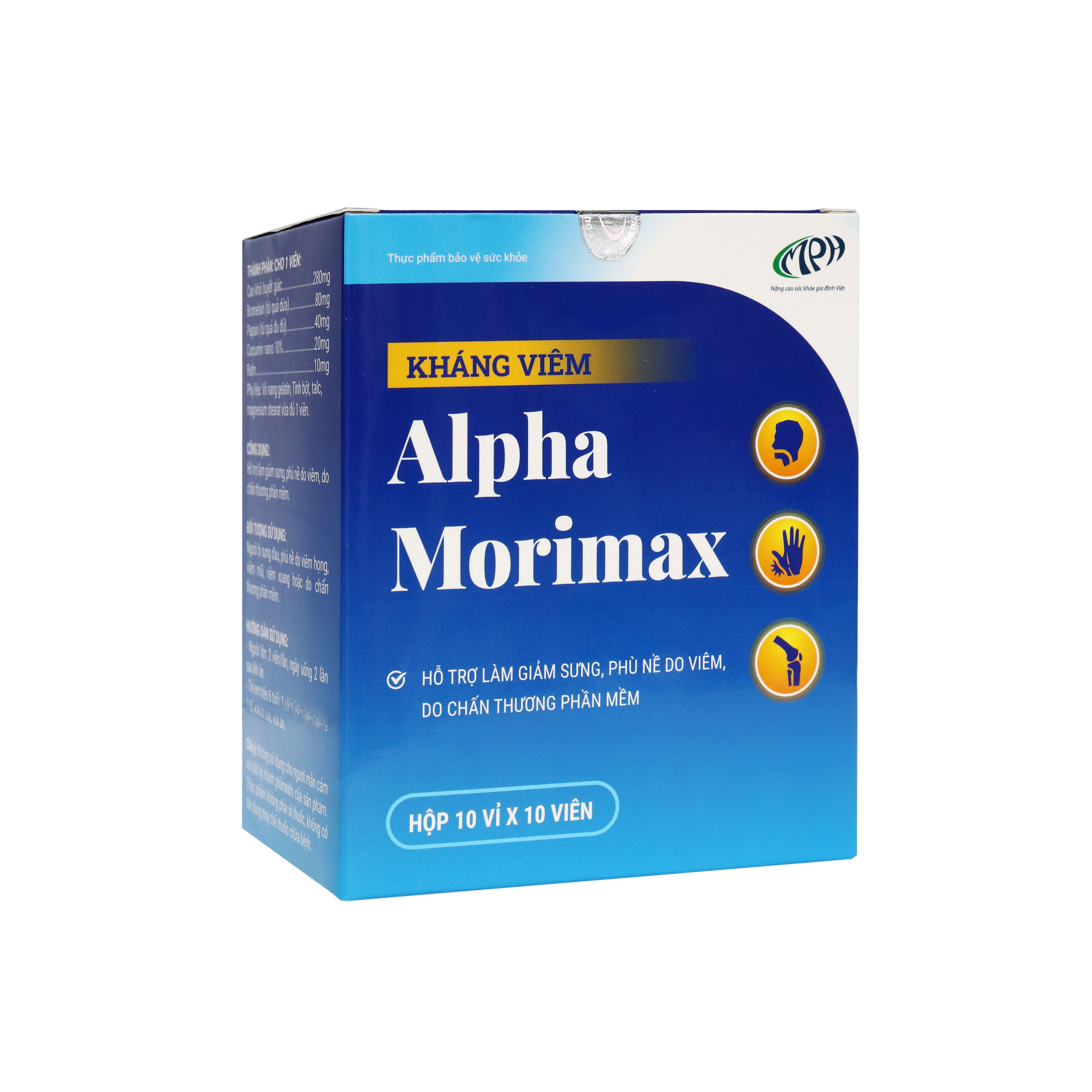 Alpha Moriamax hỗ trợ giảm viêm họng, viêm cơ mềm, viêm khớp