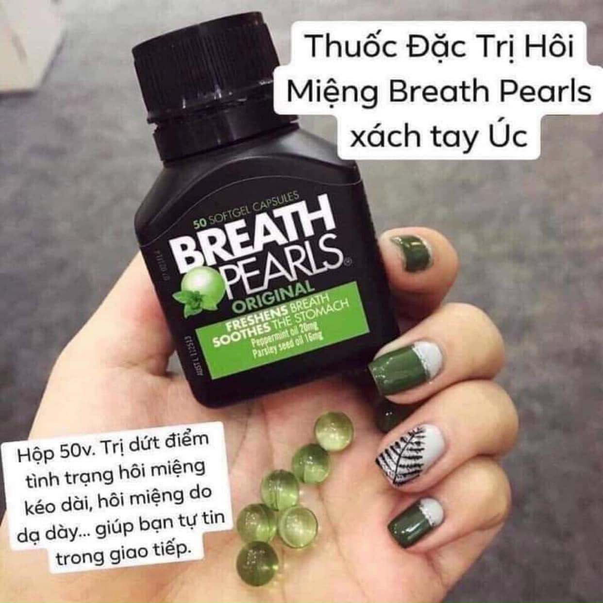 viên uống thơm miệng Breath Pearls 50 viên Úc ( không xuất hóa đơn đỏ )