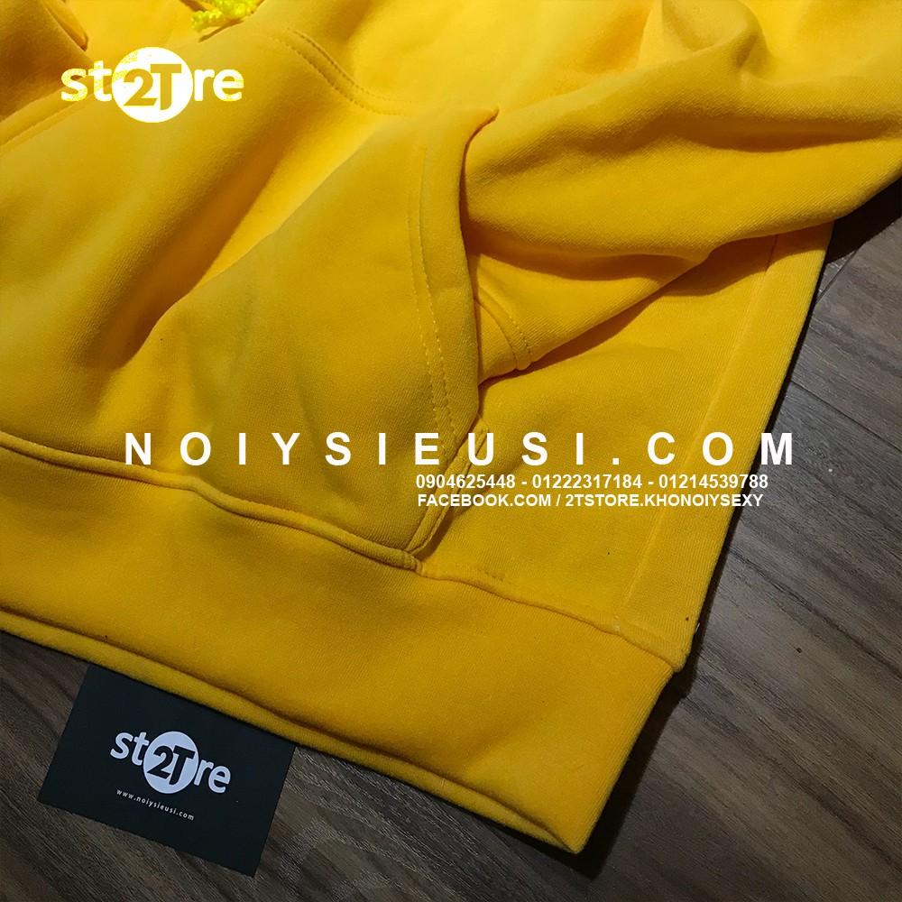 Áo hoodie unisex 2T Store H16 màu vàng hoa Mai - Áo khoác nỉ chui đầu nón 2 lớp dày dặn chất lượng đẹp