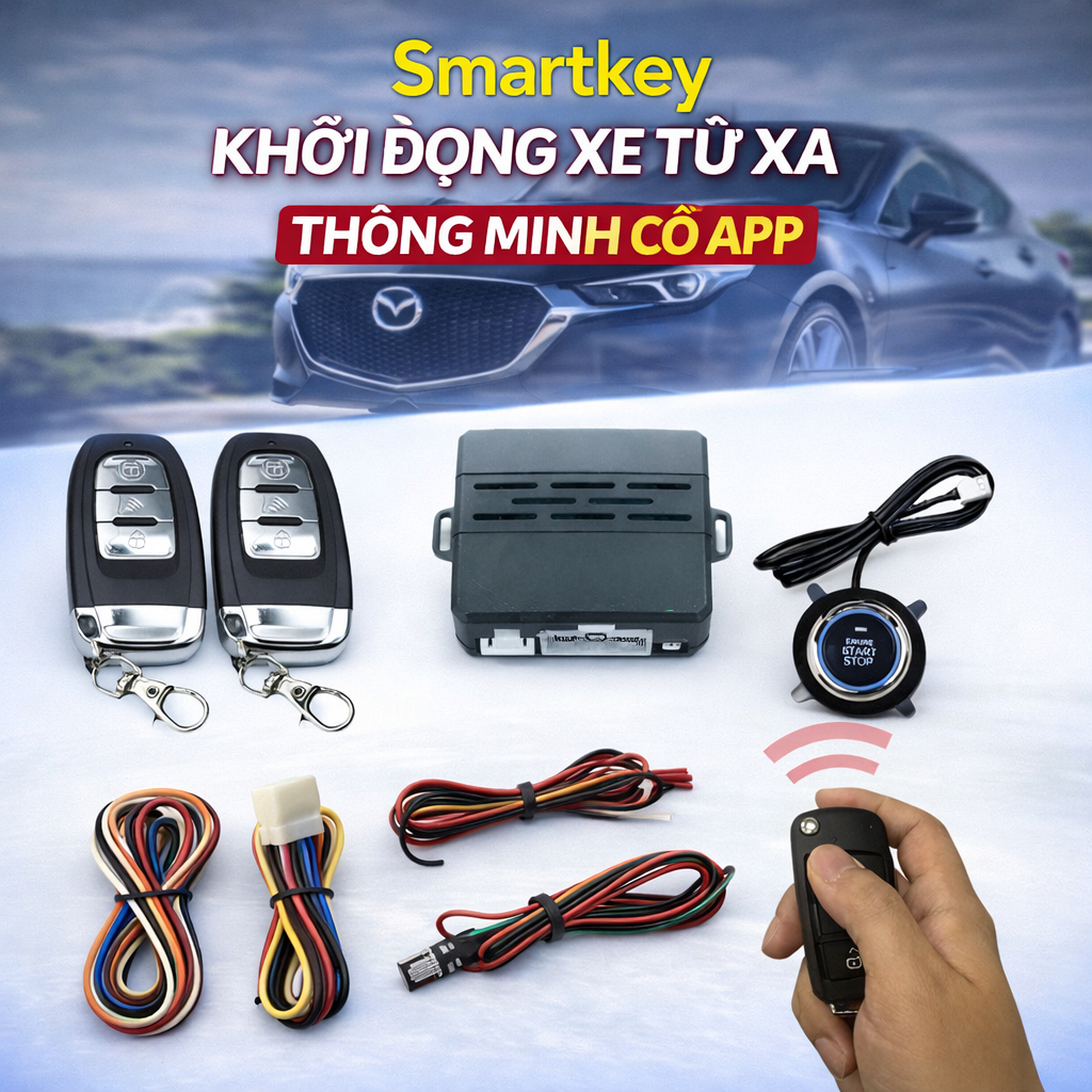 Smartkey Ô Tô Có App Đề Nổ Từ Xa – Điều Khiển Xe Từ Điện Thoại, Tự Động Đóng Mở Cửa, Nâng Cấp Xe Hiện Đại, đèn trang trí