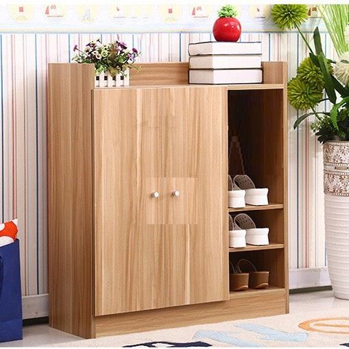 Tủ GỖ 2 GIAN để giày dép , để đồ MÀU NÂU