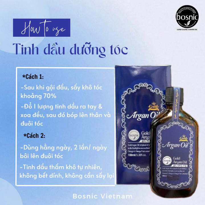 Tinh Dầu Dưỡng Phục Hồi Tóc Hư Tổn - Argan Oil Gold 100ML Chính Hãng Bosnic