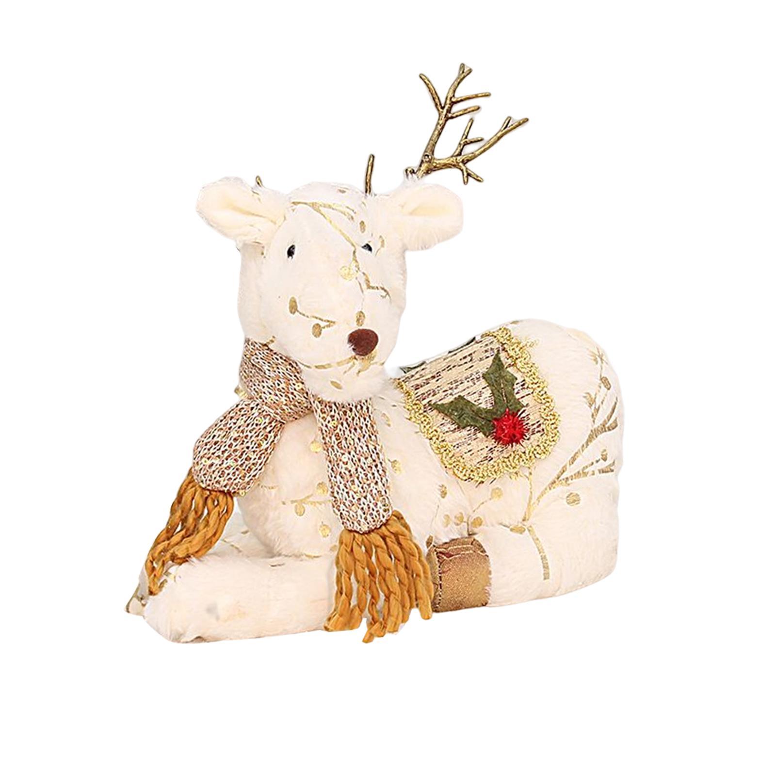 3Pcs Christmas Reindeer Stuffed Animal Creative Plush Elk Office Home Decor