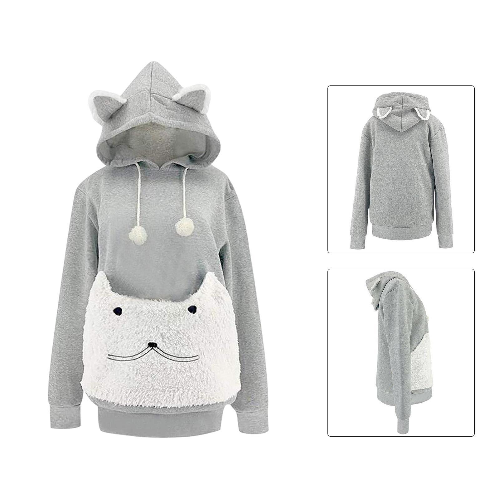 Pet Hoodies Sweatshirt Cat Holder Carrier Big Pouch Loose for Outdoor Travel