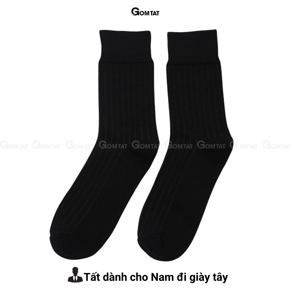 Combo 5 đôi tất vớ nam công sở cổ cao đi giày tây GOMTAT họa tiết gân chìm màu đen, cotton cao cấp - TAYGANCHIM-DEN-CB5