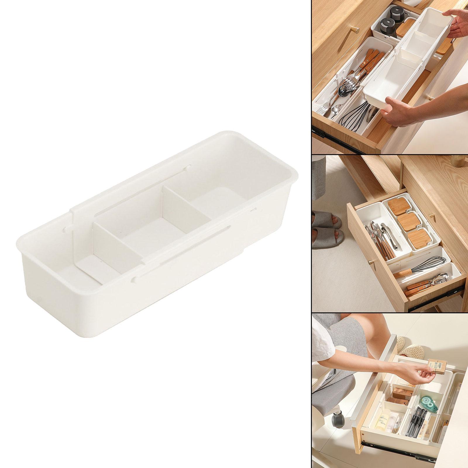 Desk Drawer Organizer Tray Retractable Storage Bin for Cabinet Office Vanity