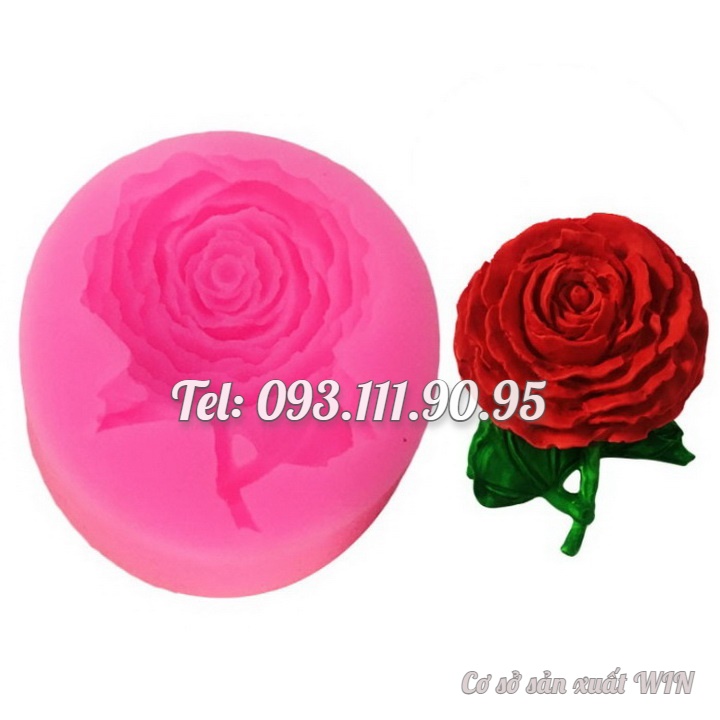 Khuôn silicon làm rau câu hoa hồng cành - Loại 8 cm - Mã số 1442