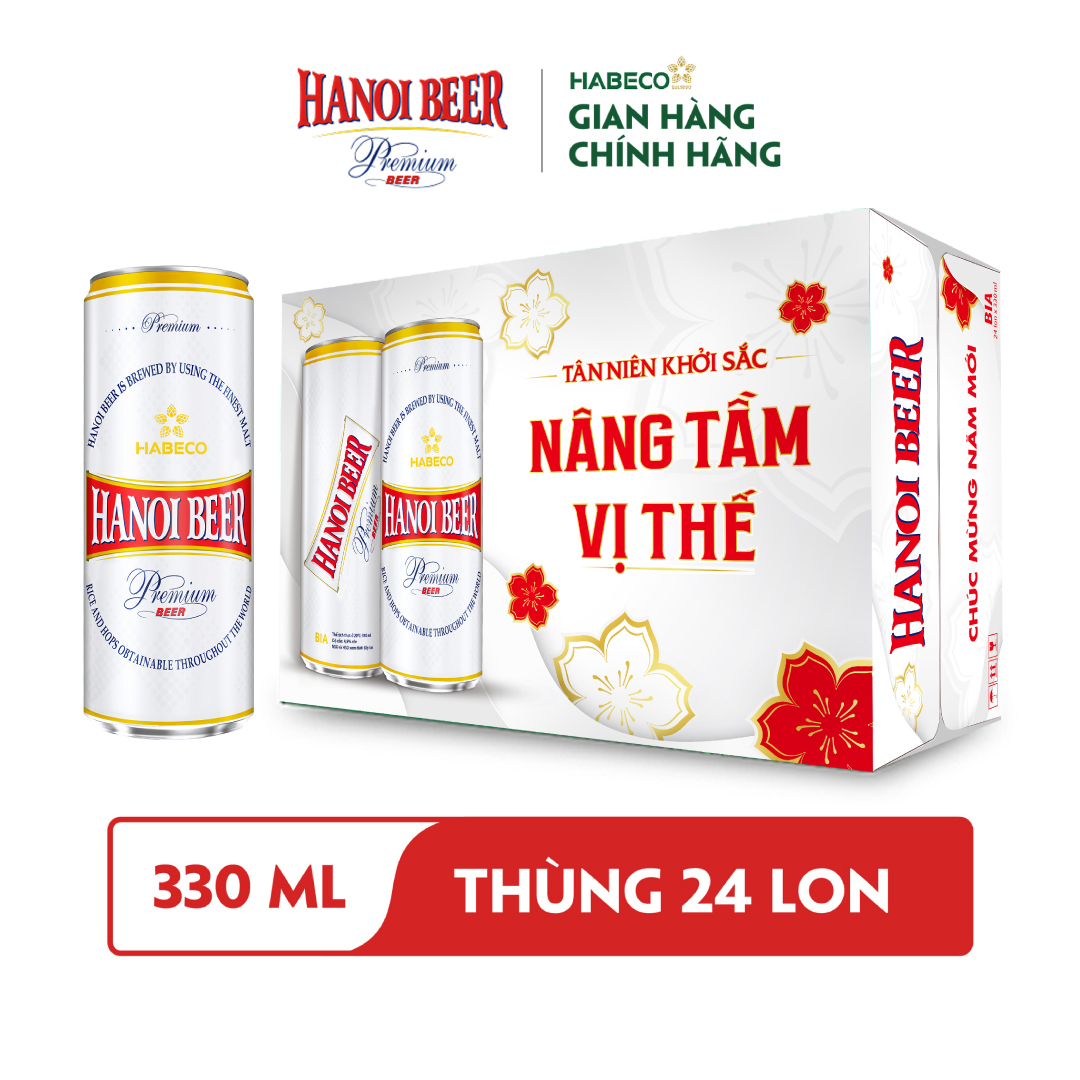 Combo 2 thùng Bia Hà Nội và Bia Hanoi Premium - Thùng 24 lon 330ml