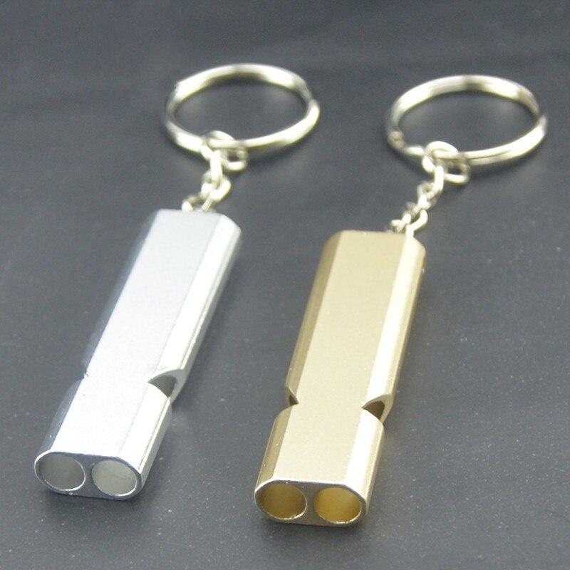 Dual-tube Survival Whistle Portable Aluminum Safety Whistle for Outdoor Hiking Camping Survival Emergency Keychain Multi Tool