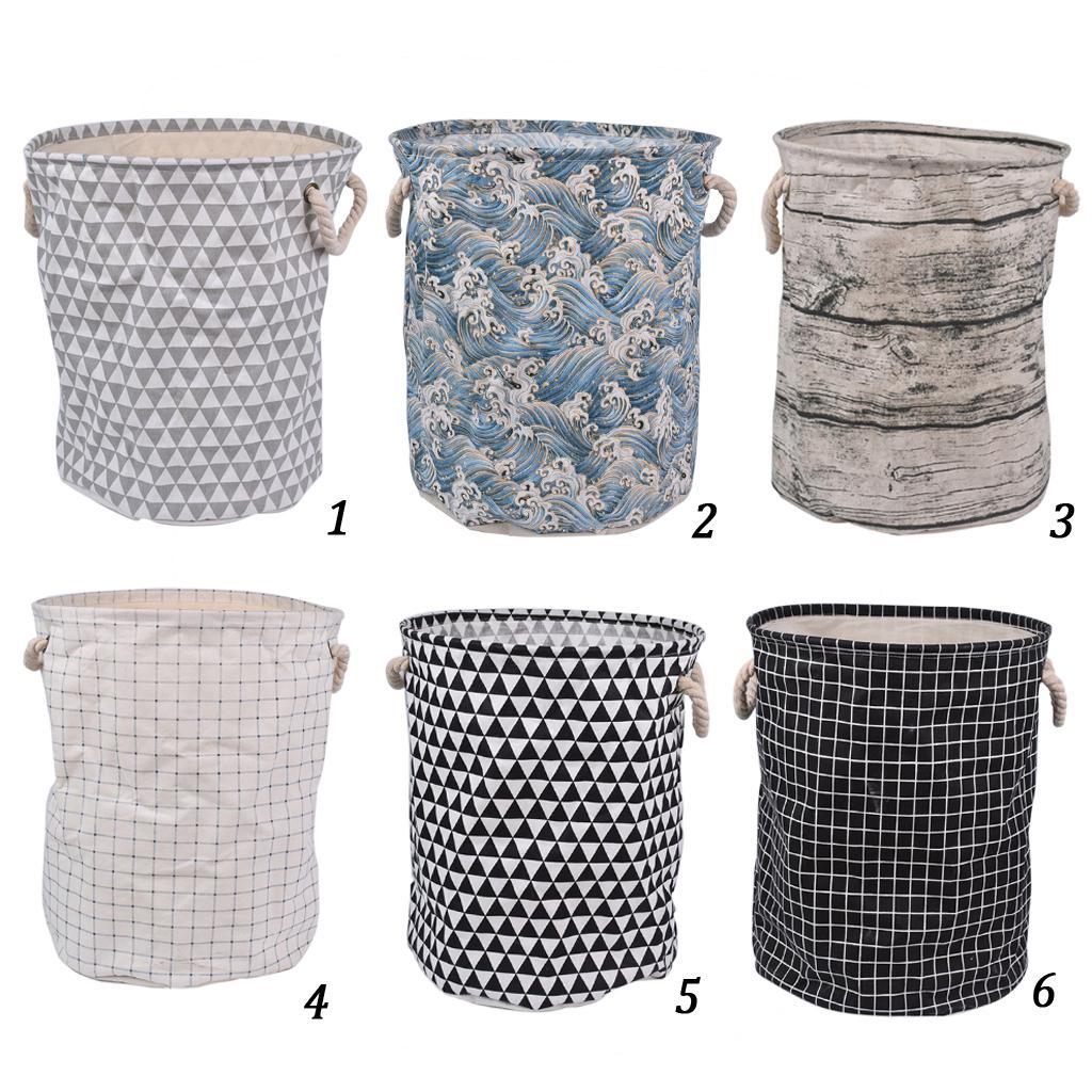 Linen Cotton Laundry Basket Clothes Storage Hamper Toy Bucket Organizer