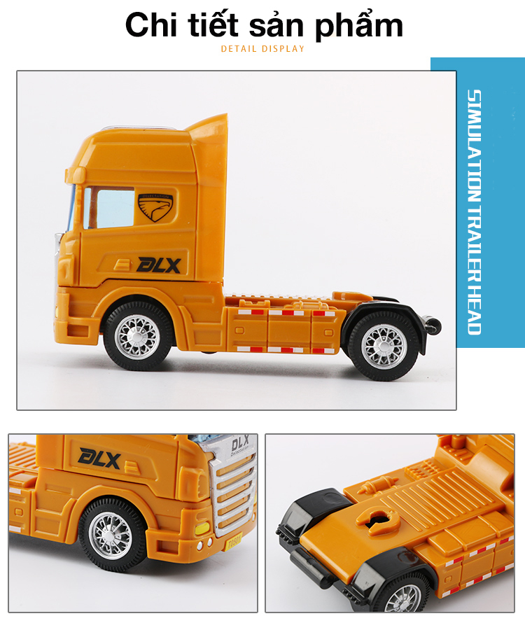 Đồ chơi mô hình xe đầu kéo xe xúc và xe xúc đất KAVY NO.8807 gồm 2 xe