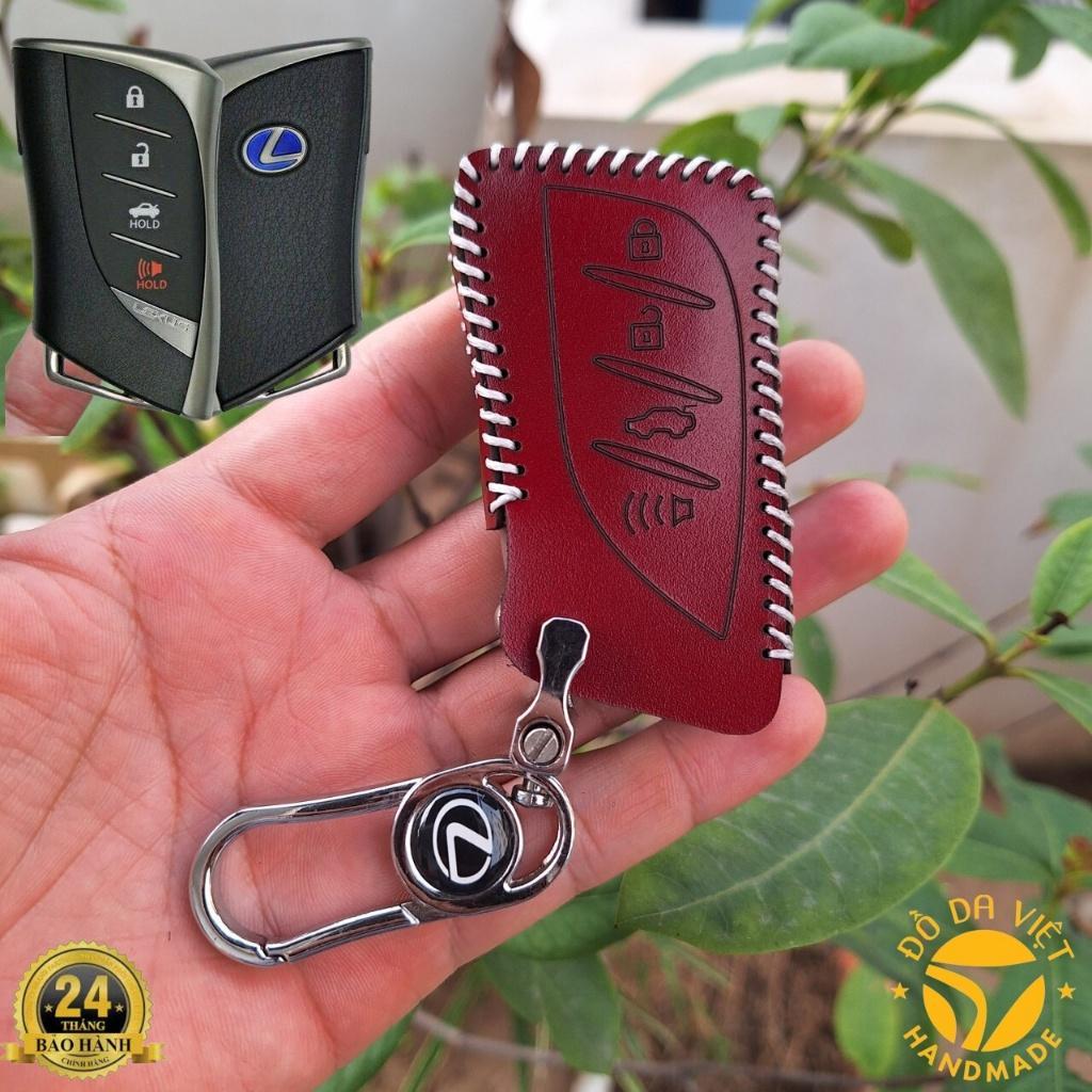 Bao da chìa khoá Lexus handmade da thật 100% - Lexus ES, LS, LC, UX bảo hành 2 năm, đỏ đô