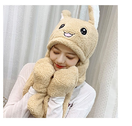 Mũ thỏ tai trắng giật giật siêu vui nhộn vải nhung Cotton cho các bé trai và bé gái