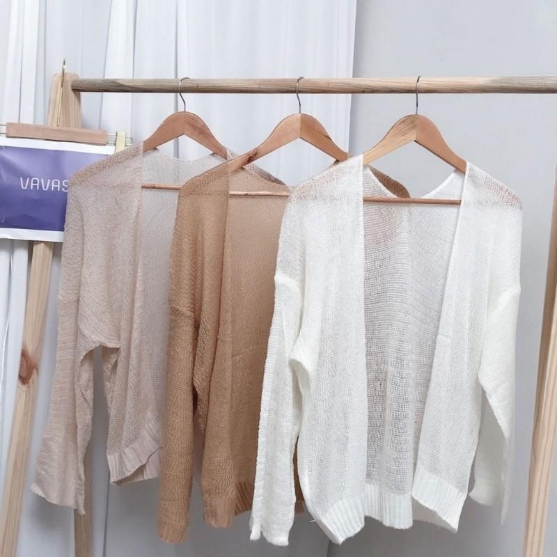 Hình ảnh Áo khoác Cardigan chất len mỏng phong cách Ulzzang Hàn Quốc nhẹ nhàng gợi cảm đi chơi du lịch