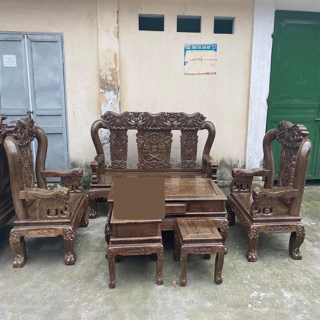 Bộ Bàn Ghế Minh Quốc Voi Gỗ Mun Đuôi Công