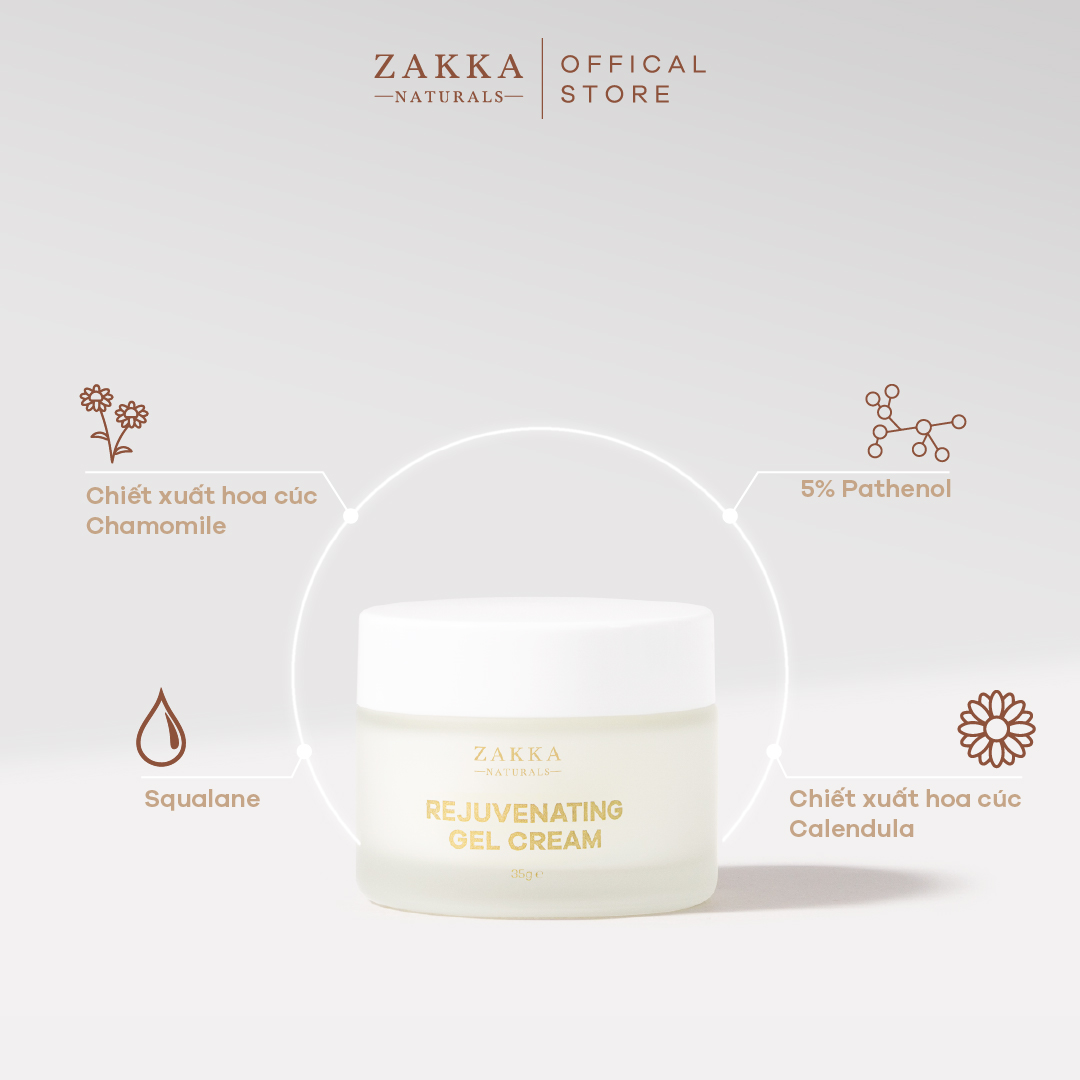 Gel Kem Dưỡng B5 Zakka Naturals Phục Hồi, Tái Tạo Da Lành Tính Rejuvenating Herbal Oil Free Gel Cream 35g