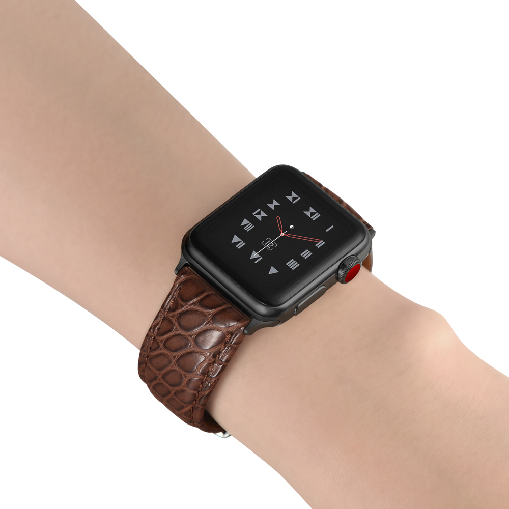 Dây Da Cá Sấu France Khóa Bướm Chống Gãy dành cho Apple Watch 42/44/45/49mm