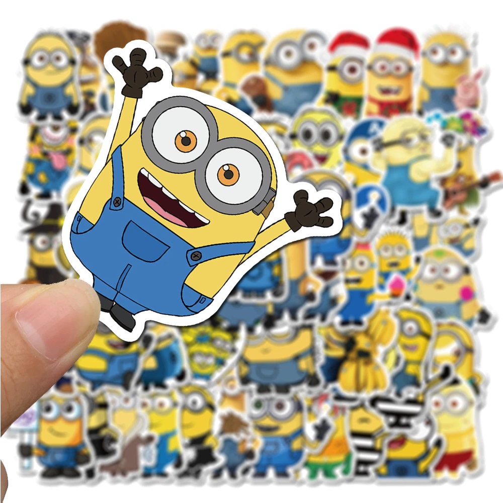 Bộ sticker MINIONS chống thấm nước trang trí mũ bảo hiểm, đàn, guitar, ukulele, điện thoại laptop