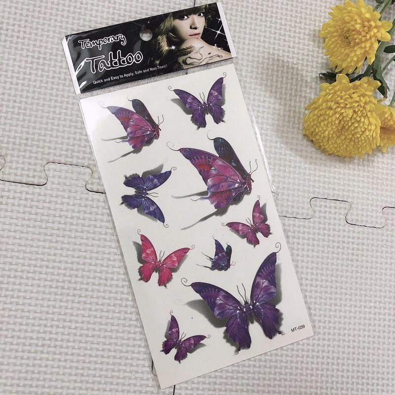 Combo 5 tấm hình xăm dán bướm xinh 10x20cm (Shop phát ngẫu nhiên hoặc khách chọn. Tặng tấm đồng size khi mua 2 combo)