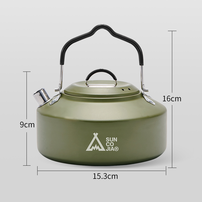 Ấm đun nước dã ngoại 1L-Suncojia, ấm inox 304 không gỉ, nhỏ gọn di động, dùng cho cắm trại dã ngoại