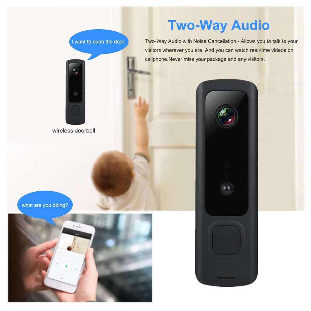 Chuông cửa video không dây T4 720P Wi-Fi Phát hiện PIR Tầm nhìn ban đêm Đàm thoại 2 chiều an ninh tại nhà