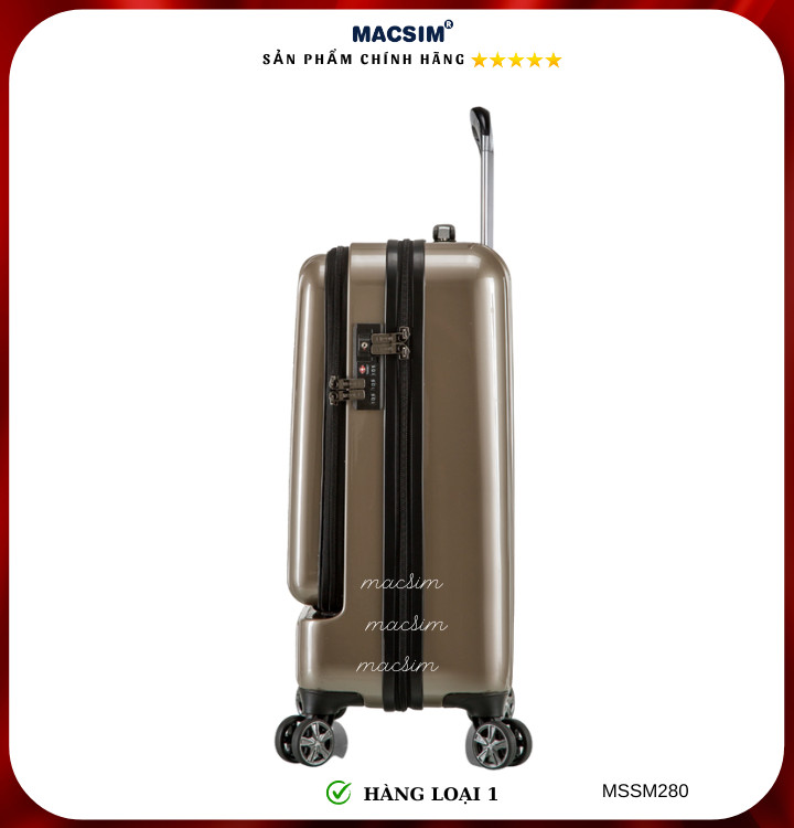 Vali cao cấp Macsim Smooire MSSM280 cỡ 20 inch màu gold hàng loại 1